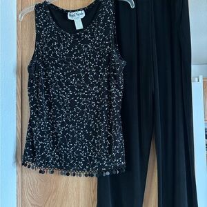 Vintage Ronni Nicole 2 piece Beaded Top and Pant Set (12 Petite)